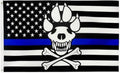 Police Memorial K9 Dog Skull & PAW Blue Lives Matter USA Flag Rough Tex 100D