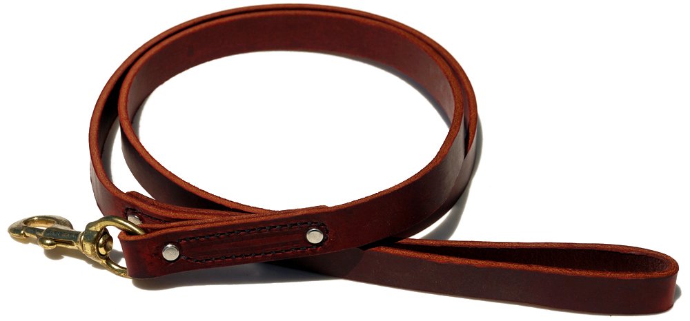 Ray Allen Manufacturing Signature K9 Heavy Leather Leash – 5 ft x 7/8 in – Burgundy