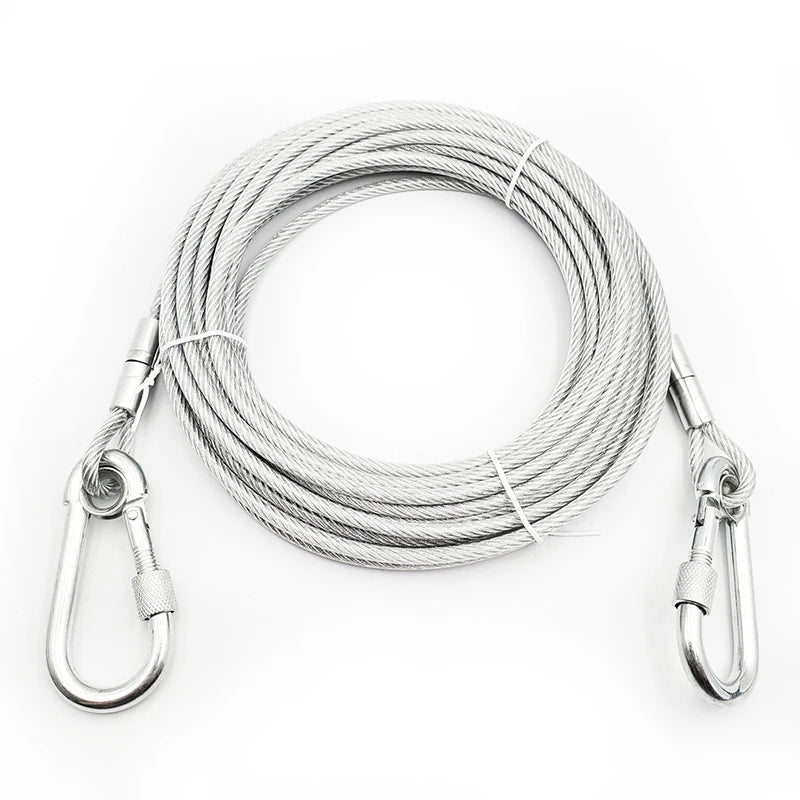 Steel Wire Tie Out Cable Dog Leash Heavy Duty Reflective Trolley Training Lead for Large Dogs up to 125Kg Pet Runner
