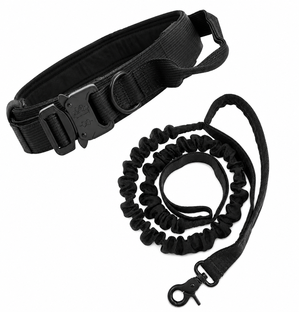 Elite Tactical Working Dog Collar & Bungee Leash Set