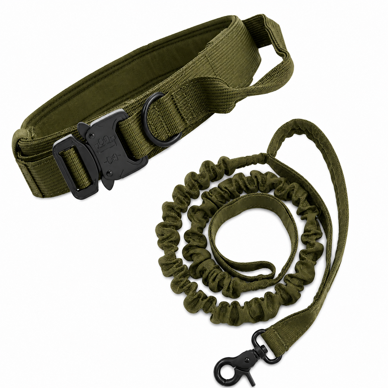 Elite Tactical Working Dog Collar & Bungee Leash Set