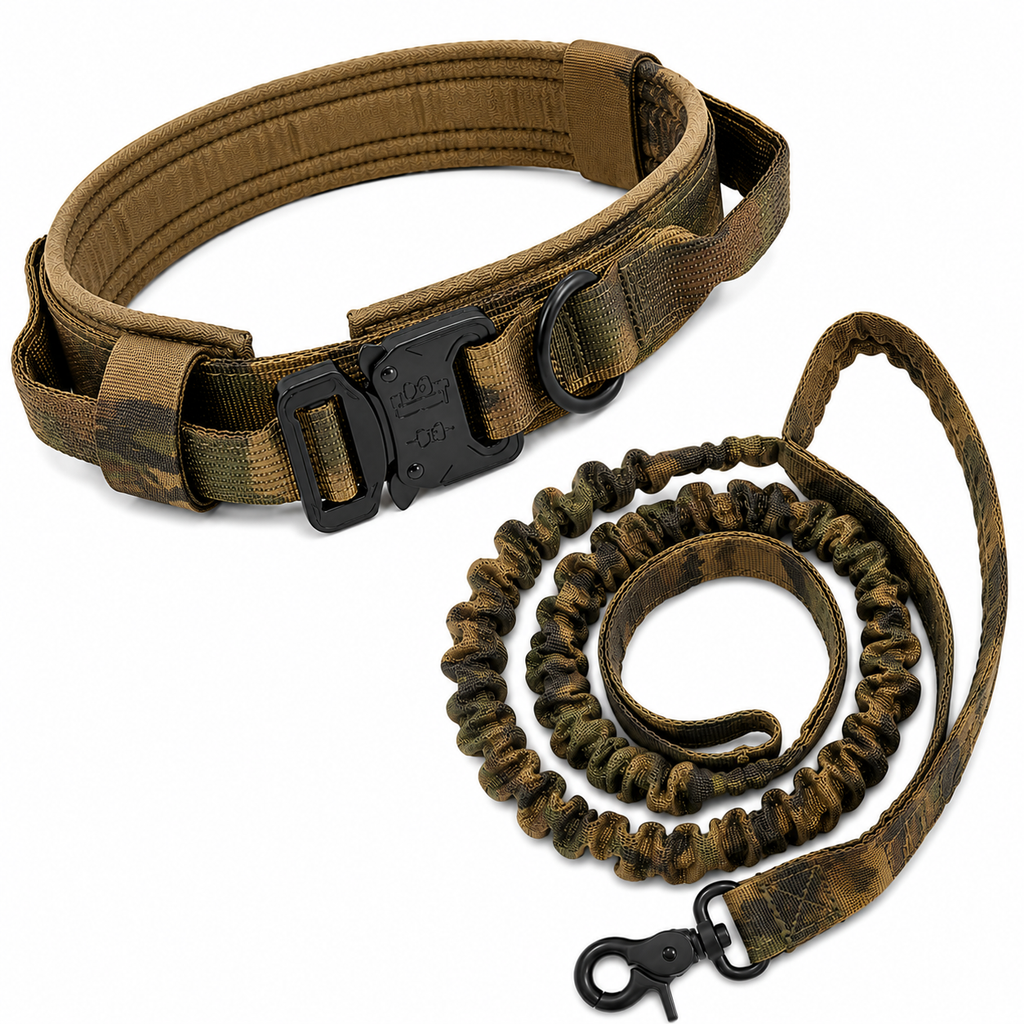 Elite Tactical Working Dog Collar & Bungee Leash Set