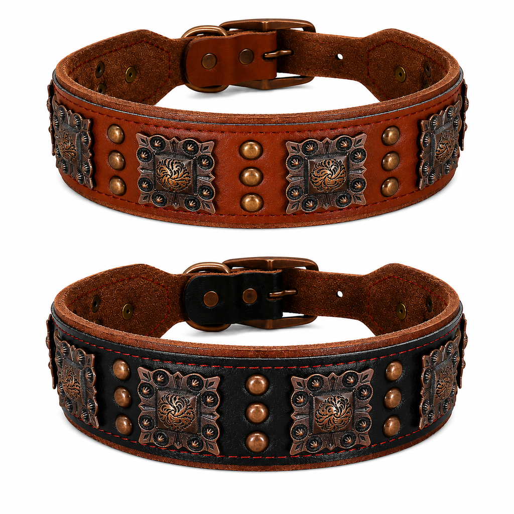 Premium Handcrafted Leather K9 Collar – Vintage Tactical Style