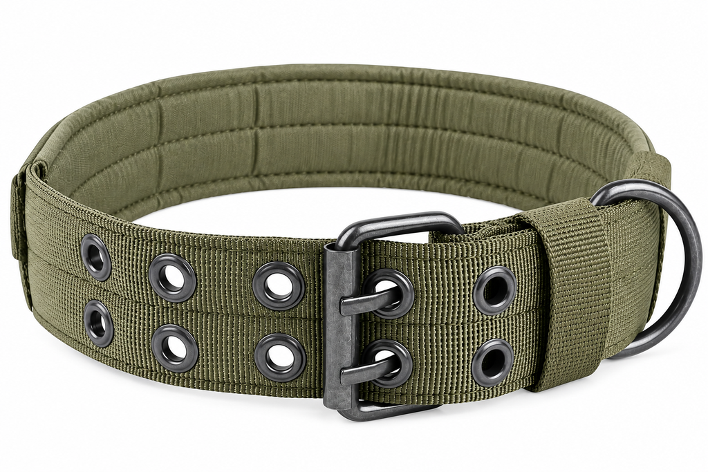 Heavy-Duty Tactical Dog Collar – Padded Double Buckle K9 Collar