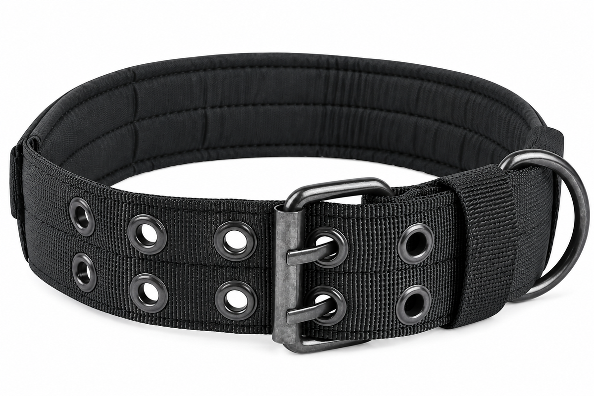 Heavy-Duty Tactical Dog Collar – Padded Double Buckle K9 Collar
