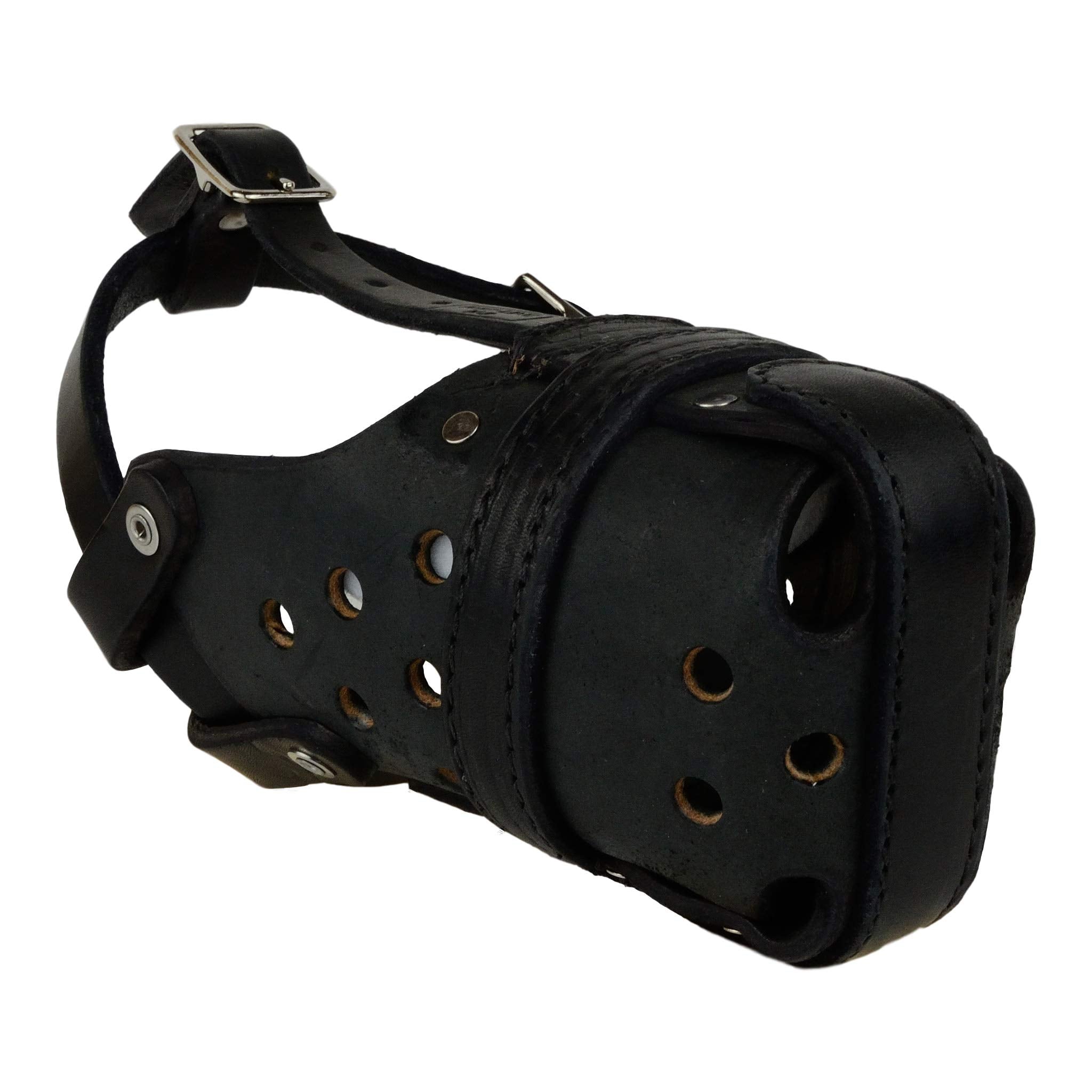 Professional Leather Agitation Muzzle – Heavy-Duty Working K9 Muzzle