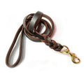 Braided Leather Dog Leash – Brown with Brass Snap Hook