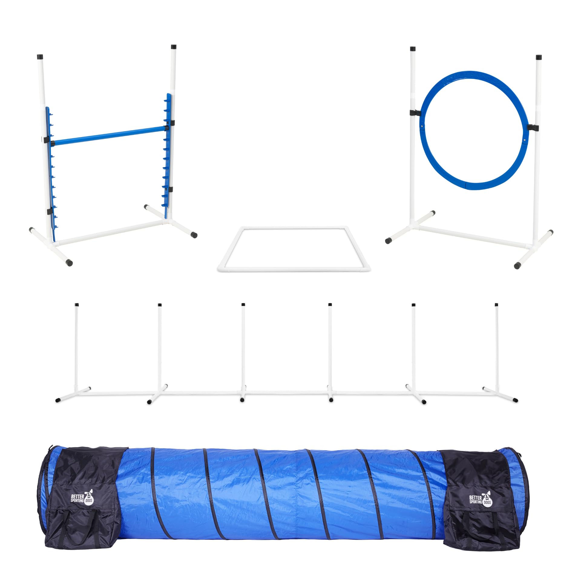 Complete Dog Agility Training Set with Tunnel, Jump, Hoop & Weave Poles